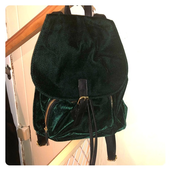 green velvet backpack